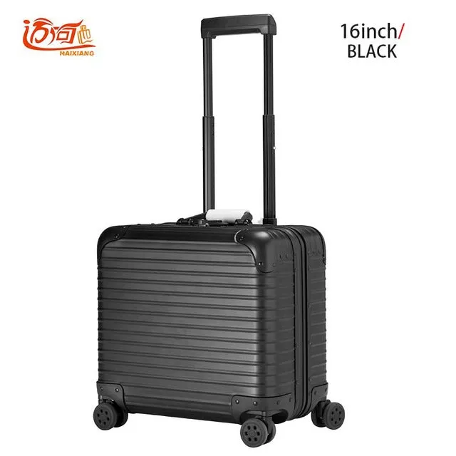 100% Full Aluminum Rolling Luggage 18 Inch Valise Cabine Custom Luggage Business Trolley Min