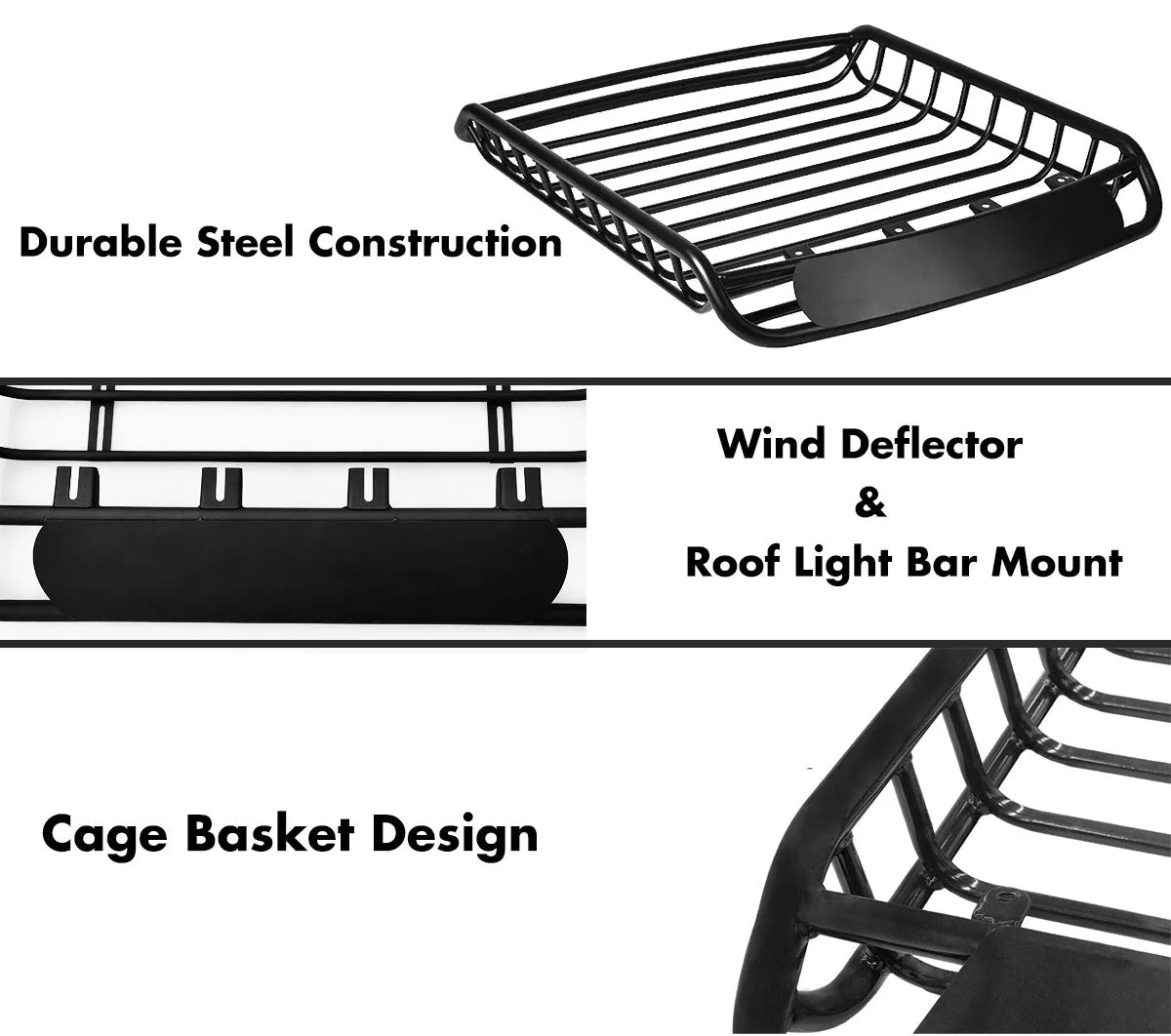 127cm Universal Travel Roof Rack Basket Car Luggage Carrier Steel Cage Vehicle Cargo Box