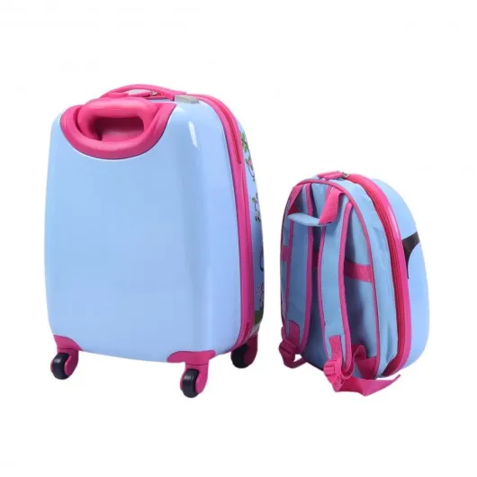 2 pcs 12" 16" Blue ABS Kids Suitcase Backpack Luggage Set