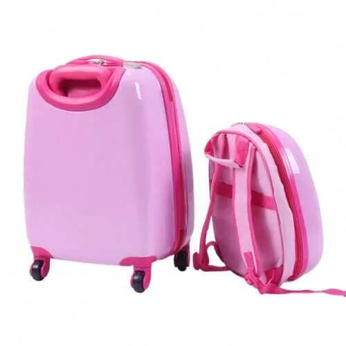 2 pcs 12" 16" Pink Kids Girls  Suitcase Backpack Luggage Set