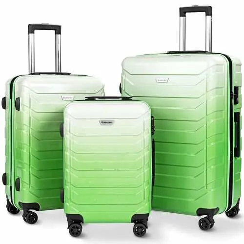 3PCS Spinner Expandable Suitcase With TSA Lock-Green