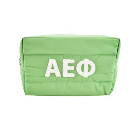 Alpha Epsilon Phi Makeup Bag - Puffer Style with Sorority Letters