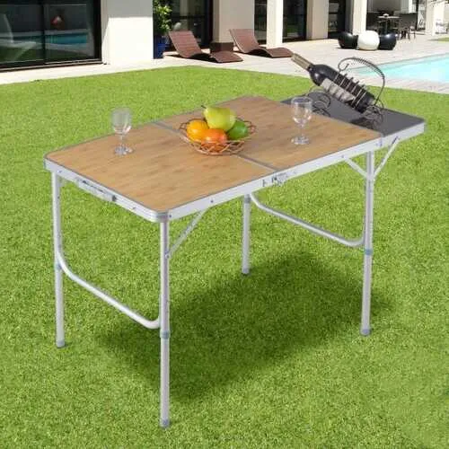 Aluminum Folding Picnic Camping Table with MDF Table Top