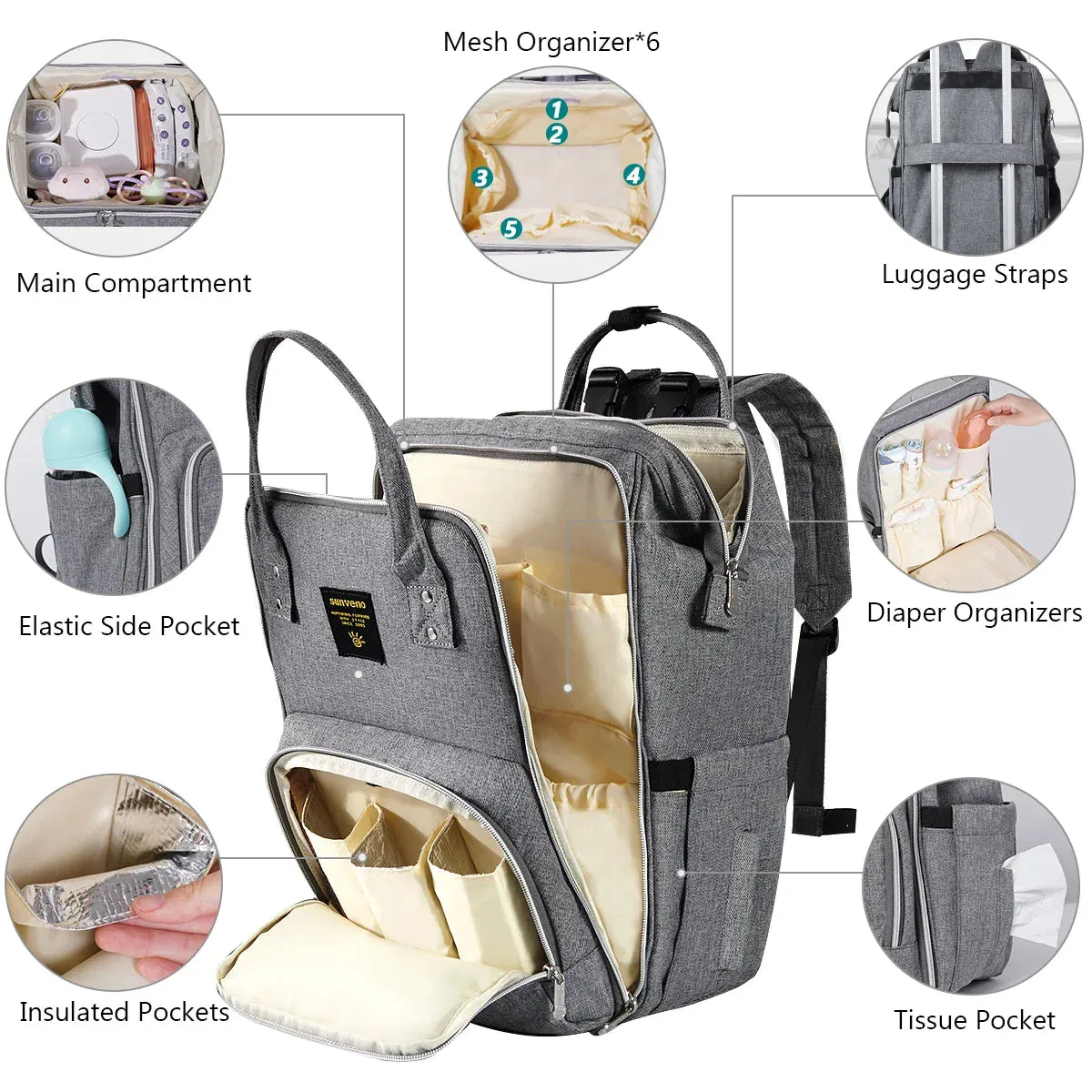 Baby Diaper Large Capacity Stylish Modern Backpack