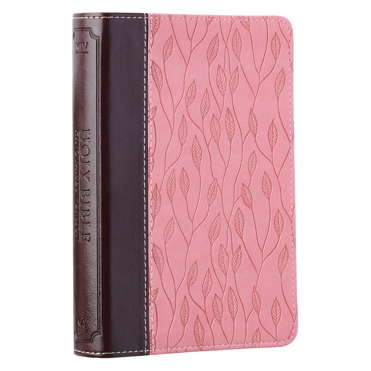 Brown and Pink Half-bound Faux Leather Compact King James Version Bible