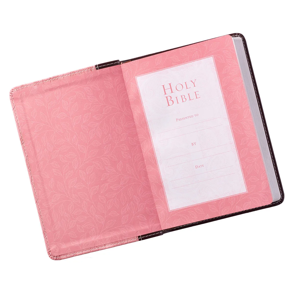 Brown and Pink Half-bound Faux Leather Compact King James Version Bible