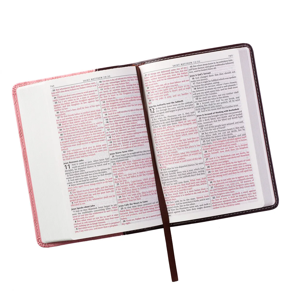 Brown and Pink Half-bound Faux Leather Compact King James Version Bible