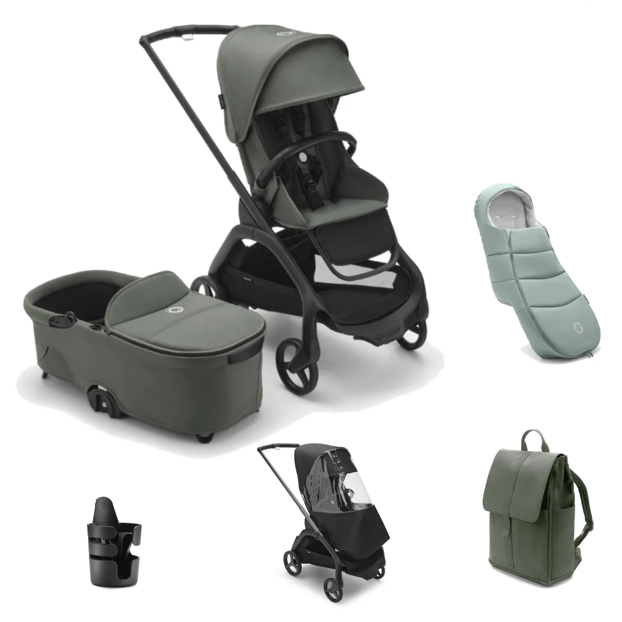 Bugaboo Dragonfly Pushchair Essential Bundle - Forest Green