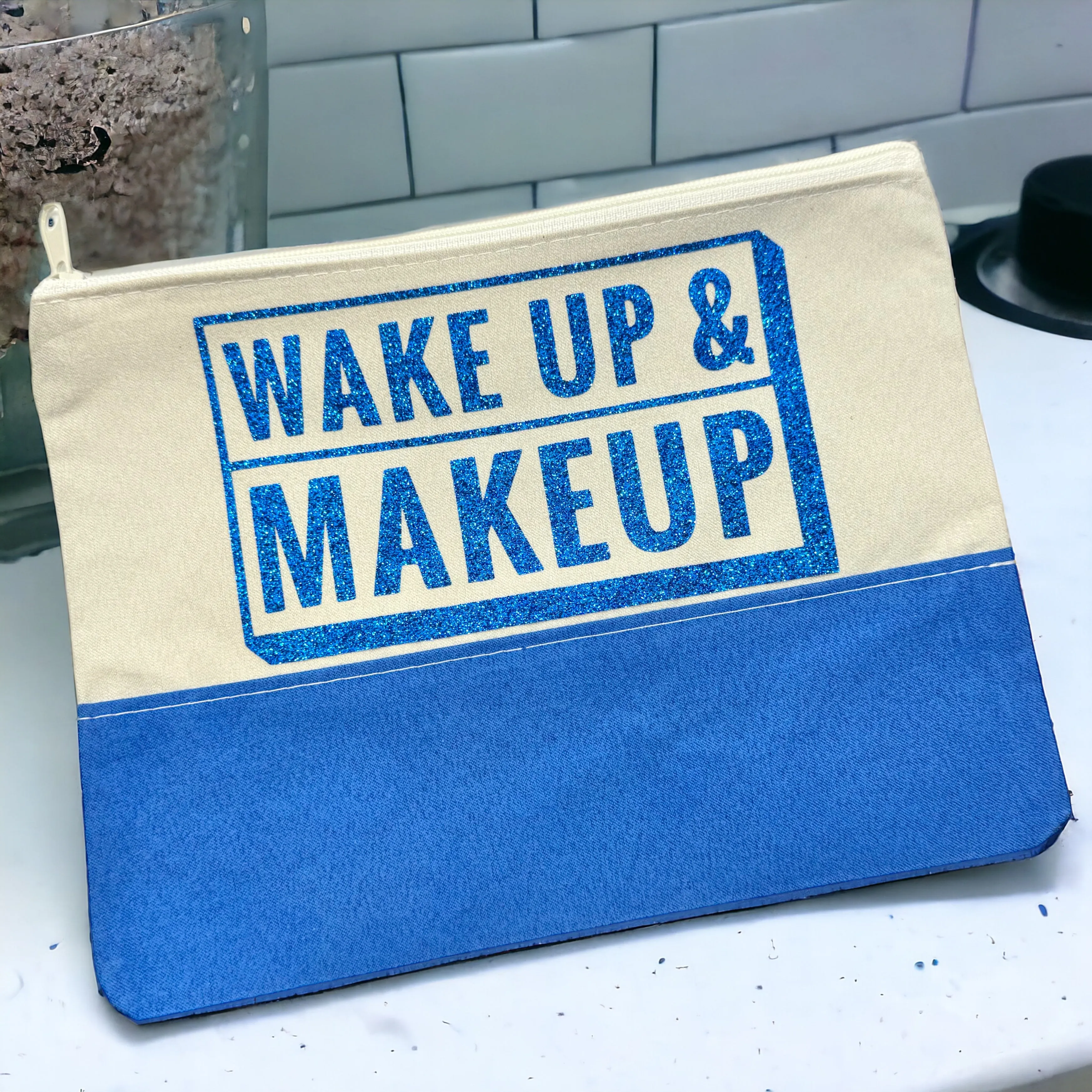 Custom Cosmetic Bag with Unique Sayings - Brand New! “Wake Up & Makeup”