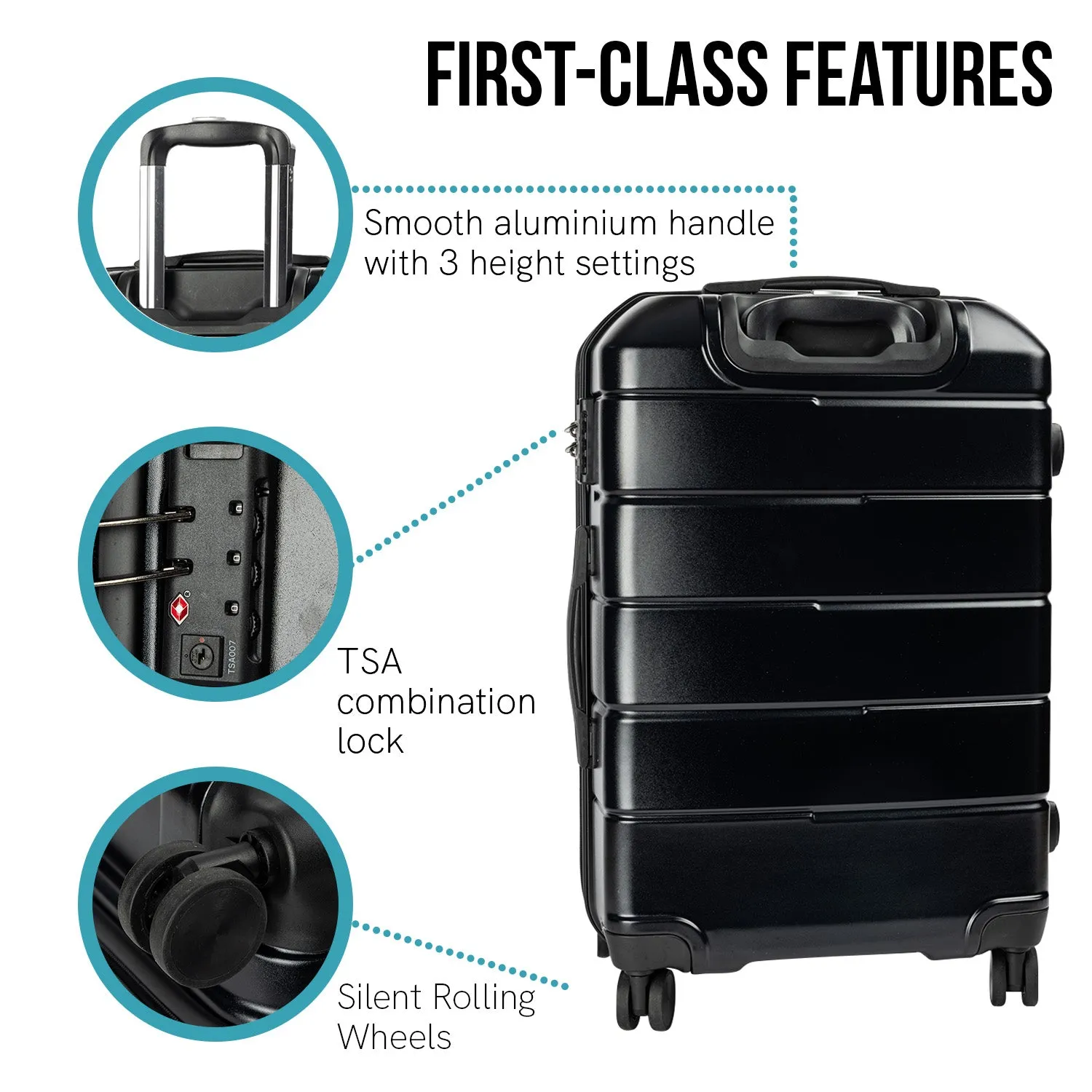 Durable 24in Hard Shell Suitcase, TSA Lock, 360 Wheels - Olympus