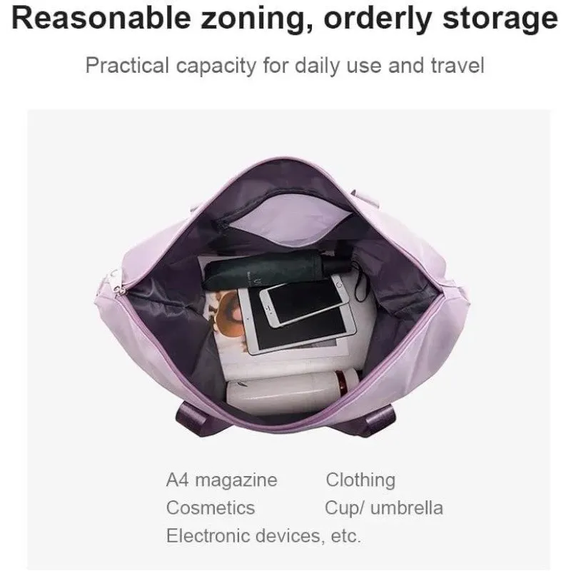 Expandable foldable duffel bag suitcase with Removable Wheels S -Purple