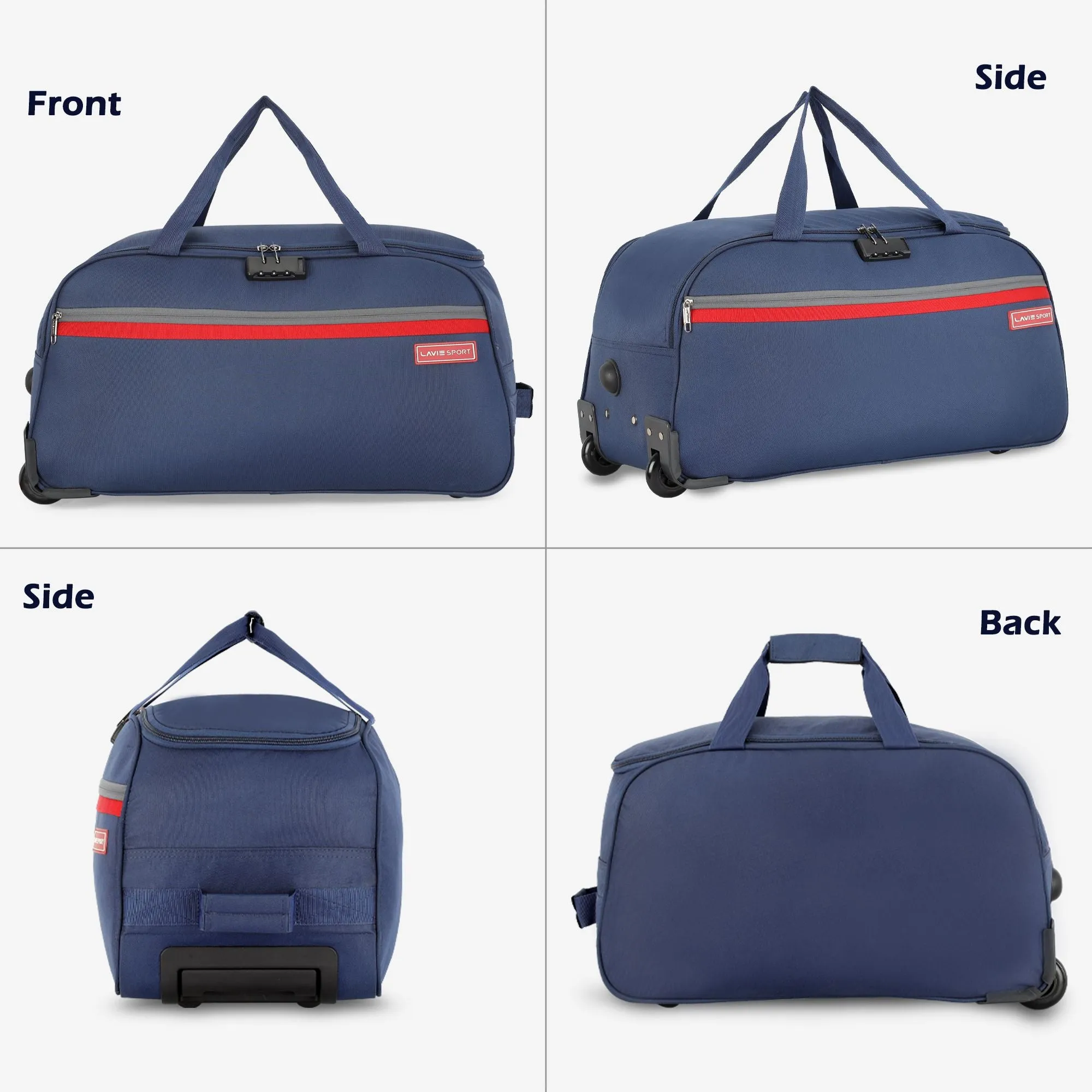 Lavie Sport Victor Large Size 63 cms Combi Anti-theft Wheel Duffle Bag Navy