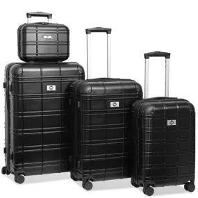 Luggage Sets ABS PC Hardshell 4pcs Luggage Hardside Lightweight Durable Suitcase sets Spinner Wheels Suitcase with TSA Lock (12/20/24/28),black