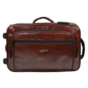 Marshal 22L Walnut Brown Art Leather Overnighter Pilot Laptop Trolley Case