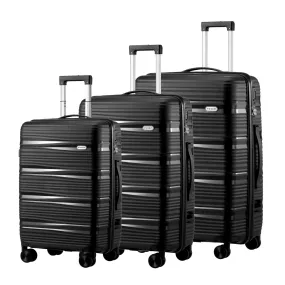 Mazam 3PCS Luggage Suitcase Trolley Set Travel PP Case TSA Lock Storage Black