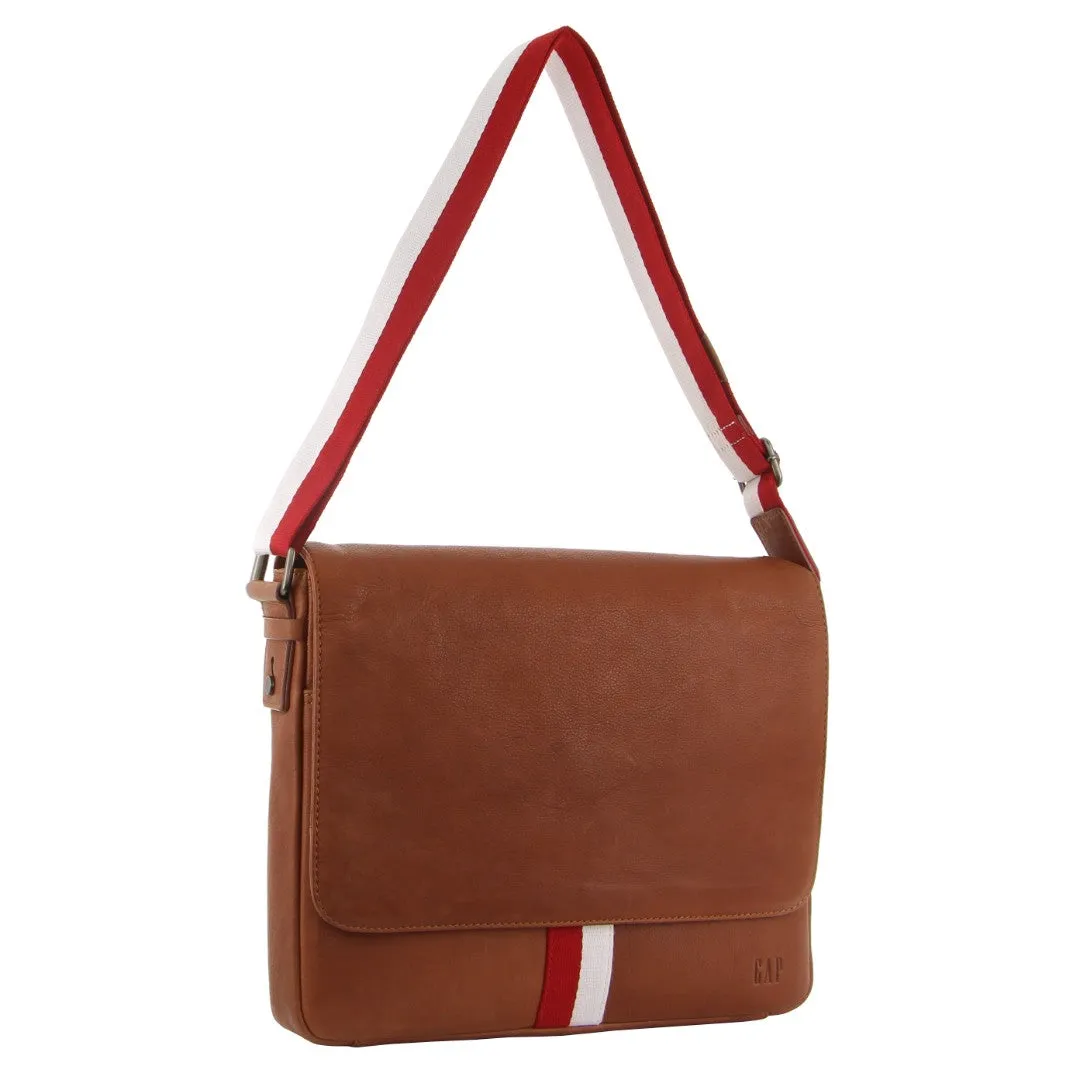 Mens Leather Crossbody Bag - Tan