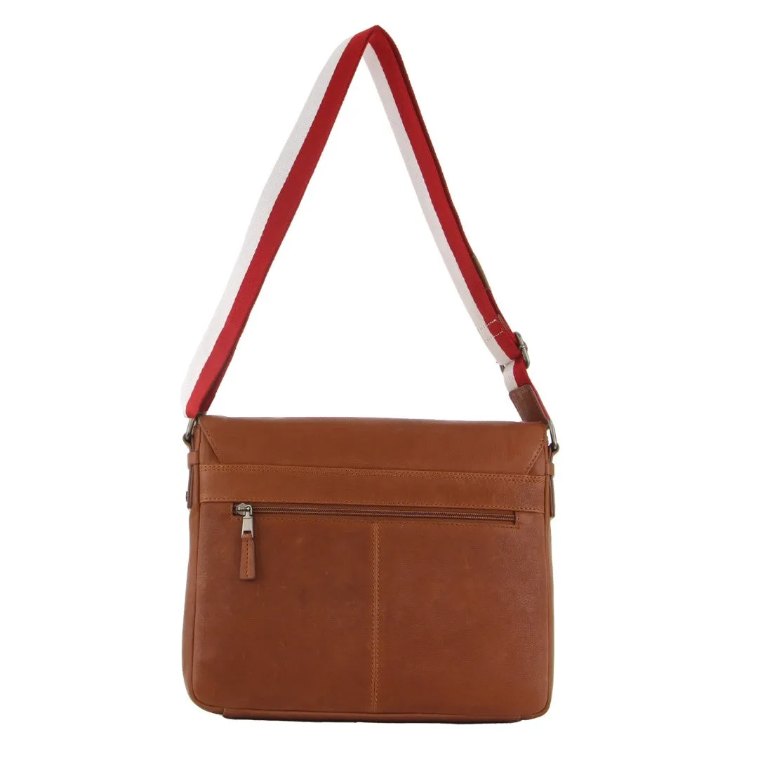 Mens Leather Crossbody Bag - Tan