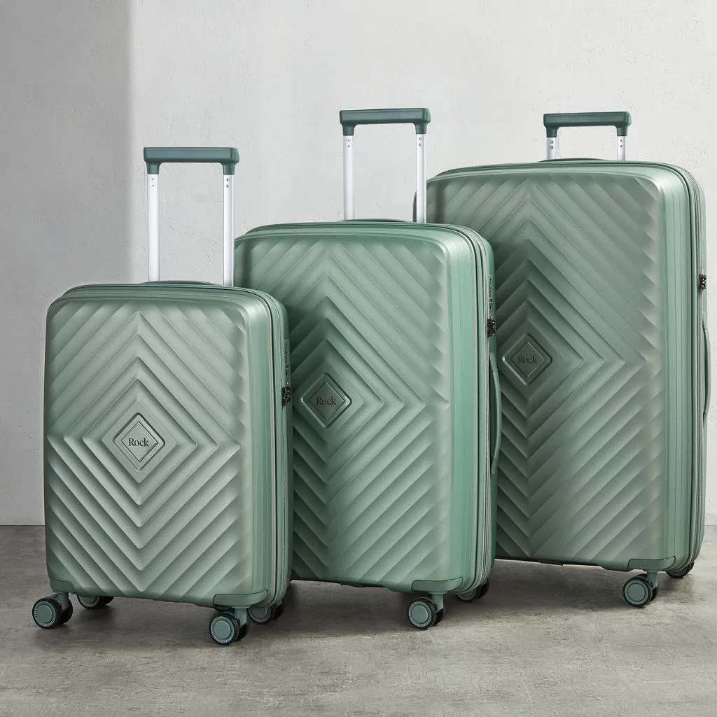 Rock Infinity 3 Piece Expander Hardsided Suitcase Set - Sage