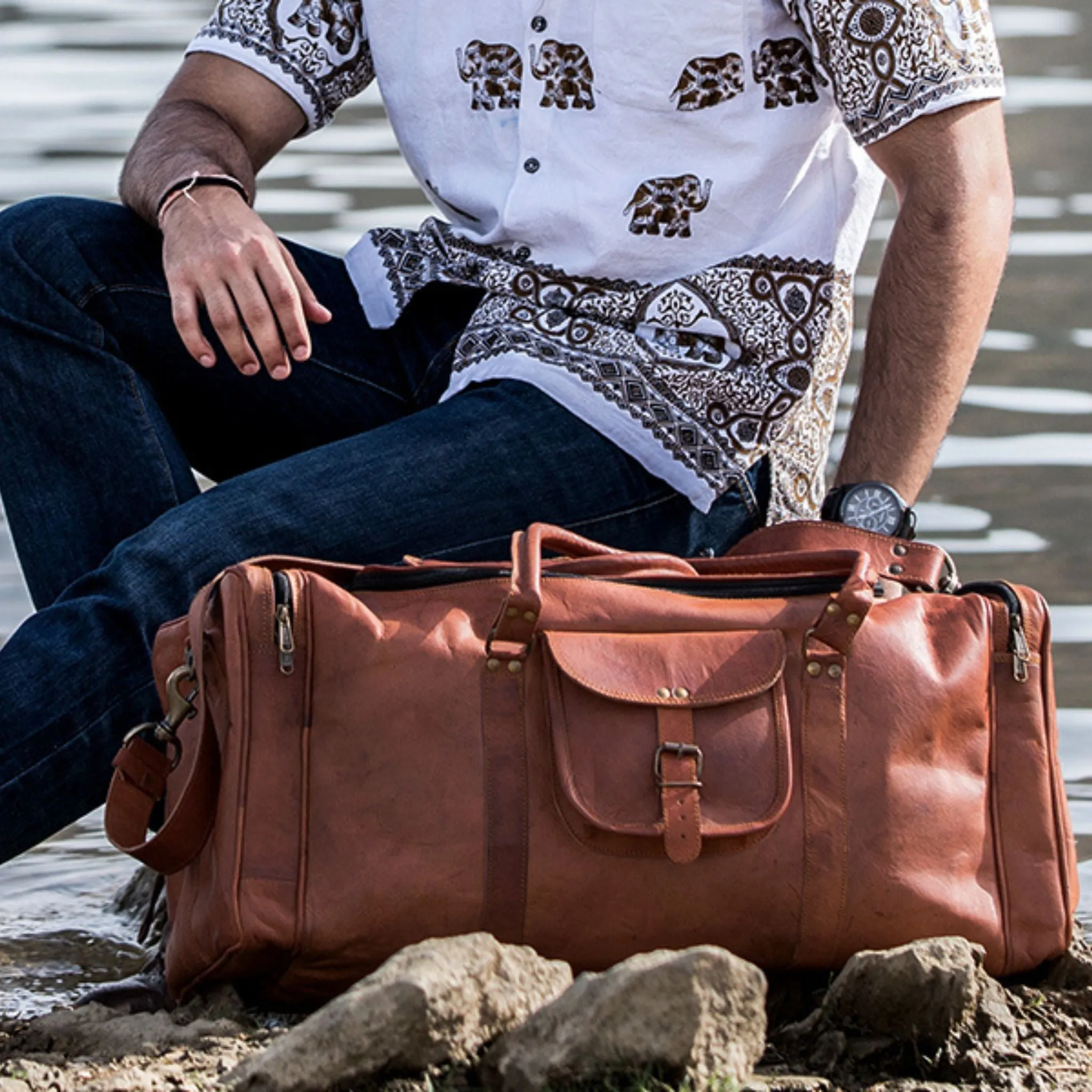 The Wishing Well - Square Leather Duffel Bag